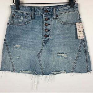 Free People We The Free Breezy Ripped Denim Skirt